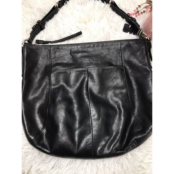 Vintage Authentic Black Classic leather Coach Soho Hippi One Shoulder bag Lg Sz - Picture 2 of 14